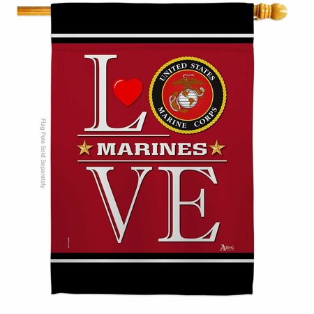 GUARDERIA 28 x 40 in. Marine Corps Love House Flag with Armed Forces Double-Sided Vertical Flags  Banner GU3910373